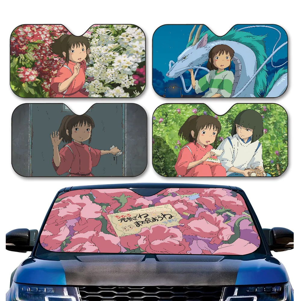S-Spirited Away موضة لطيف الصيف مظلة السيارات الزجاج الأمامي ظلة Sunblock العزل الحراري مظلة من الشمس