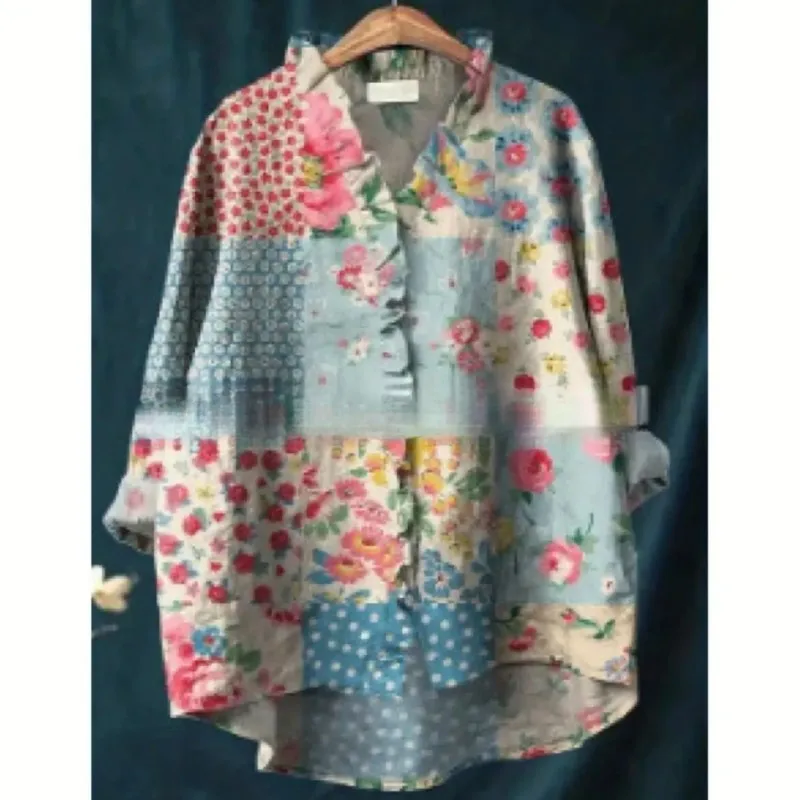 New V-neck casual top, women's long sleeved lace shirt, It's an elegant, atmospheric, and comfortable plus size top