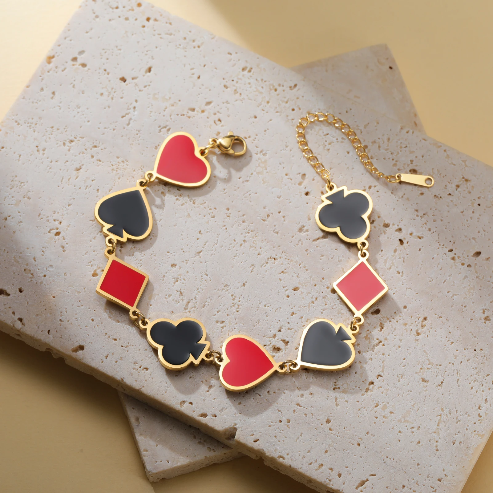 COOLTIME Poker Card Spade Cube Pendant Bracelet for Women Stainless Steel Gold Color Jewelry Gift 2026 New Christmas Gifts