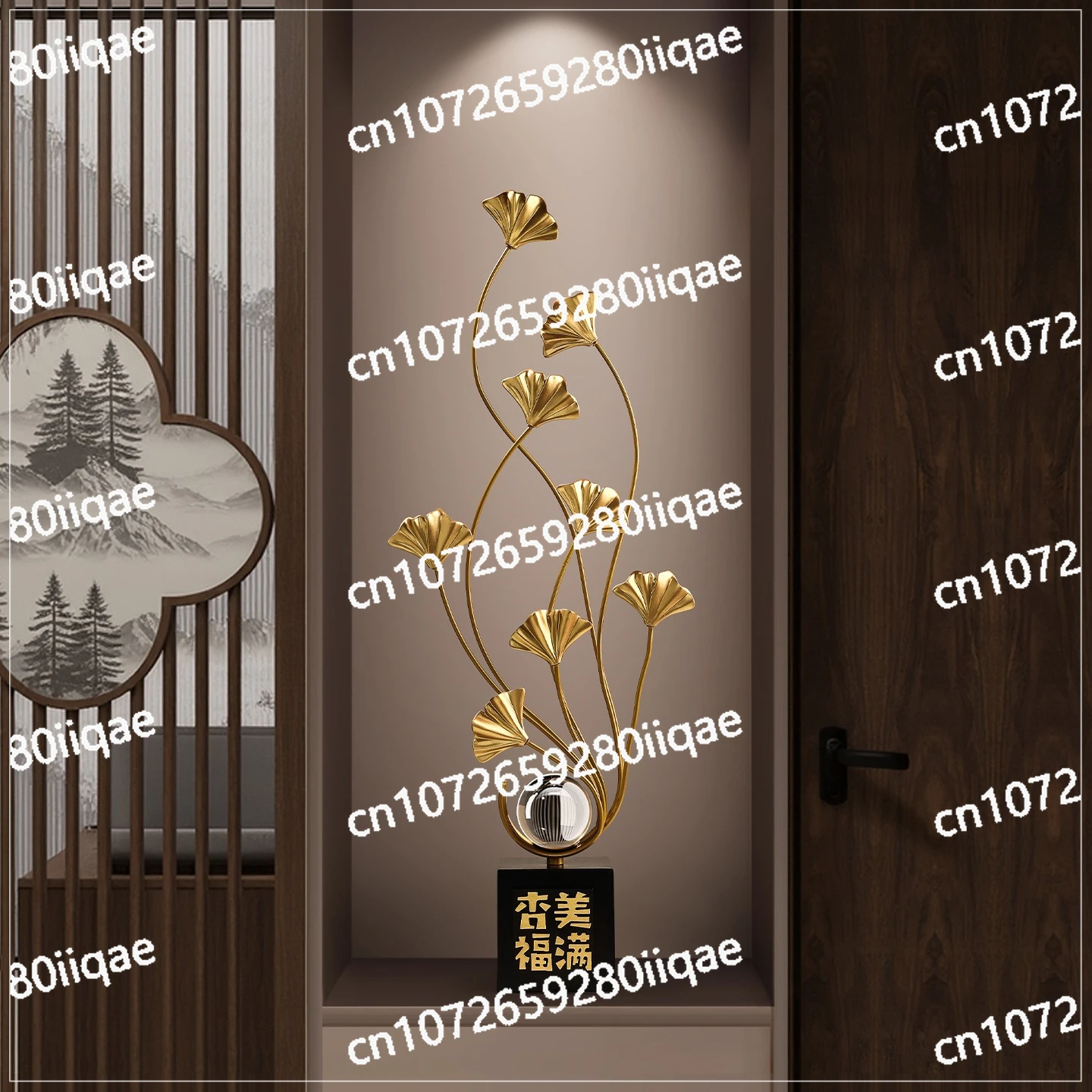 

Light Luxury High-end New Home Housewarming Entrance Decoration Gift New Chinese Ginkgo Leaf TV Cabinet Niche Ornament