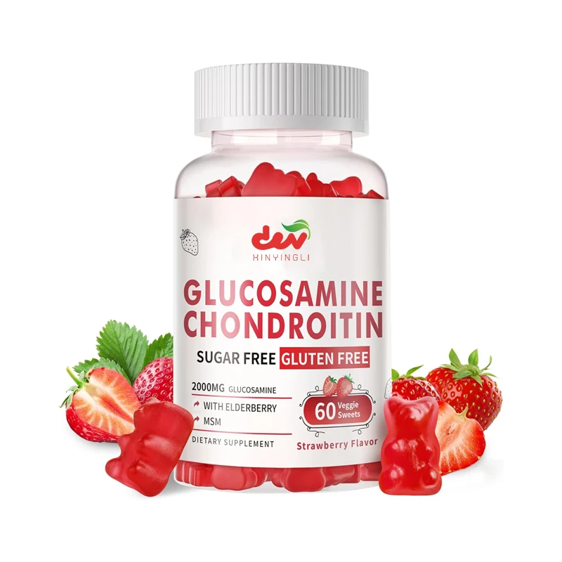 Caramelo blando de glucosamina y condroitina contiene en sulfosóxido de dimetil y baya de saúco súper fuerte - soporte para articulaciones, antioxidante