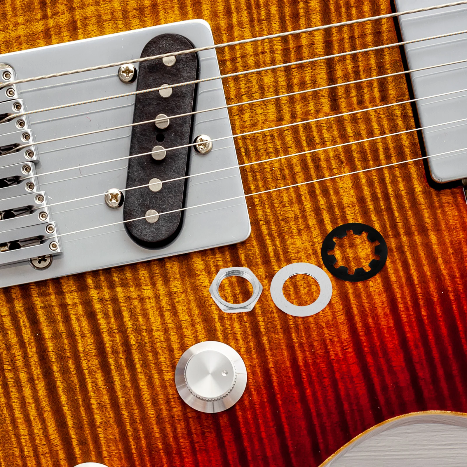 

4 Sets Bass Guitar Socket Guitar Accessories Durable Washers Screws Nut Bracket Bass Socket Nuts Parts