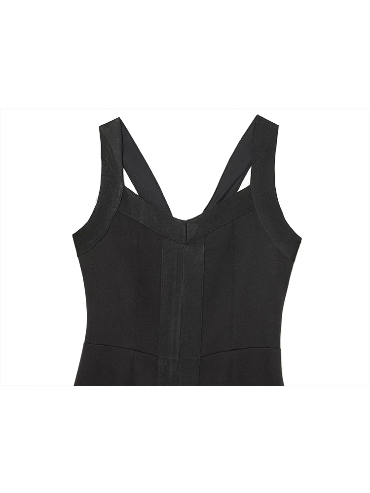 TFMLN 2026 Nieuwe Vrouwen Brede Sling Jurk Chic V-hals Hoge Taille Bodycon Mini Jurken Vrouwelijke Avondfeest Elegante Effen Jurk