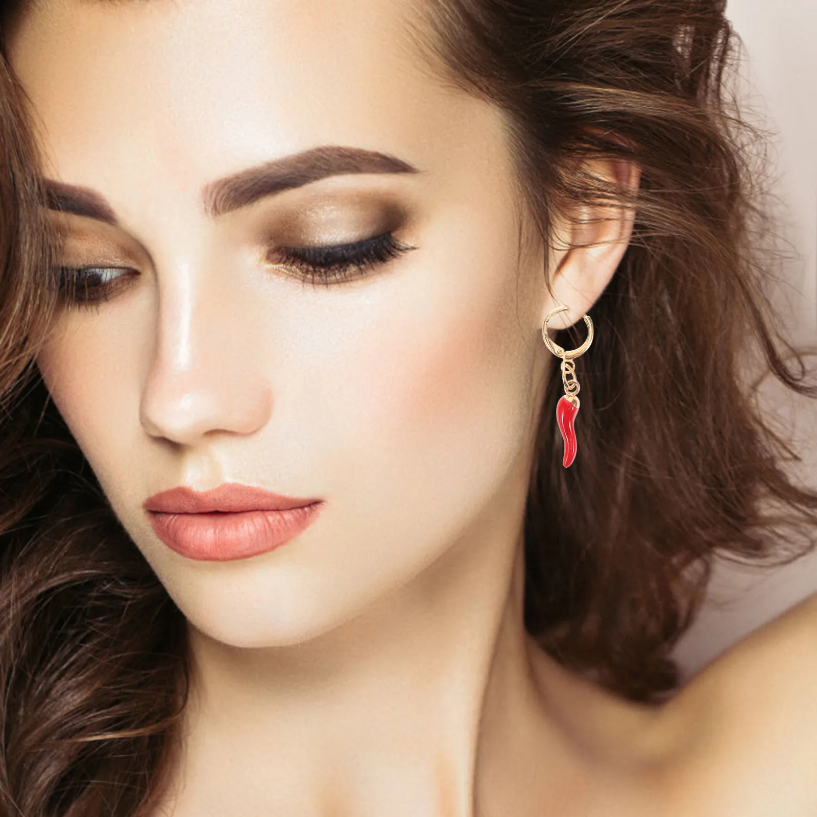 

Red Chilli Earrings Chili Pepper Jewelry Boho Statement Puncture Cartilage Alloy Big