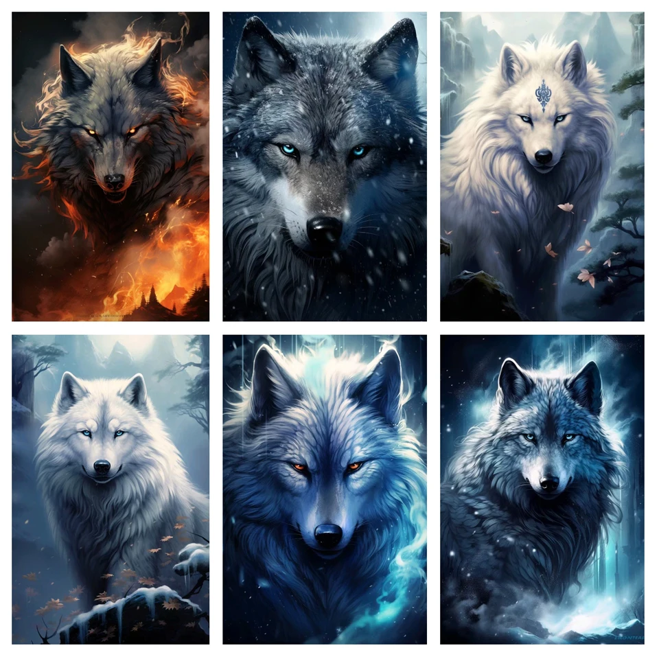 5D DIY Diamond Painting Wolf Rhinestone Mosaic Cross Stitch Animal Embroidery Living Room Wall Cool Decoration Gifts