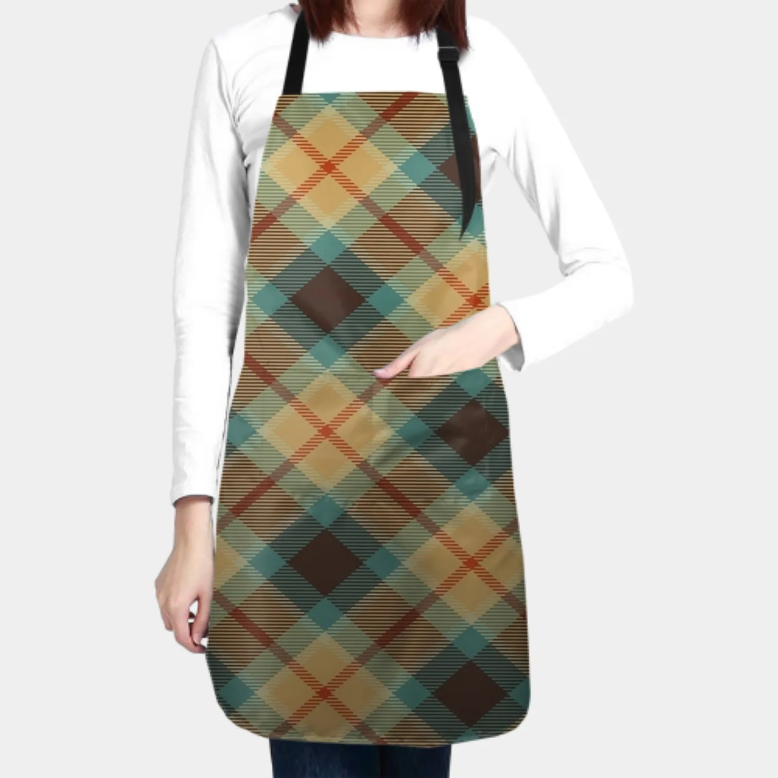 Yellow Plaid Apron for Women Men Waterproof Dirt Proof Adjustable Apron Oil Isolation Kitchens Restaurants Garden Workplaces