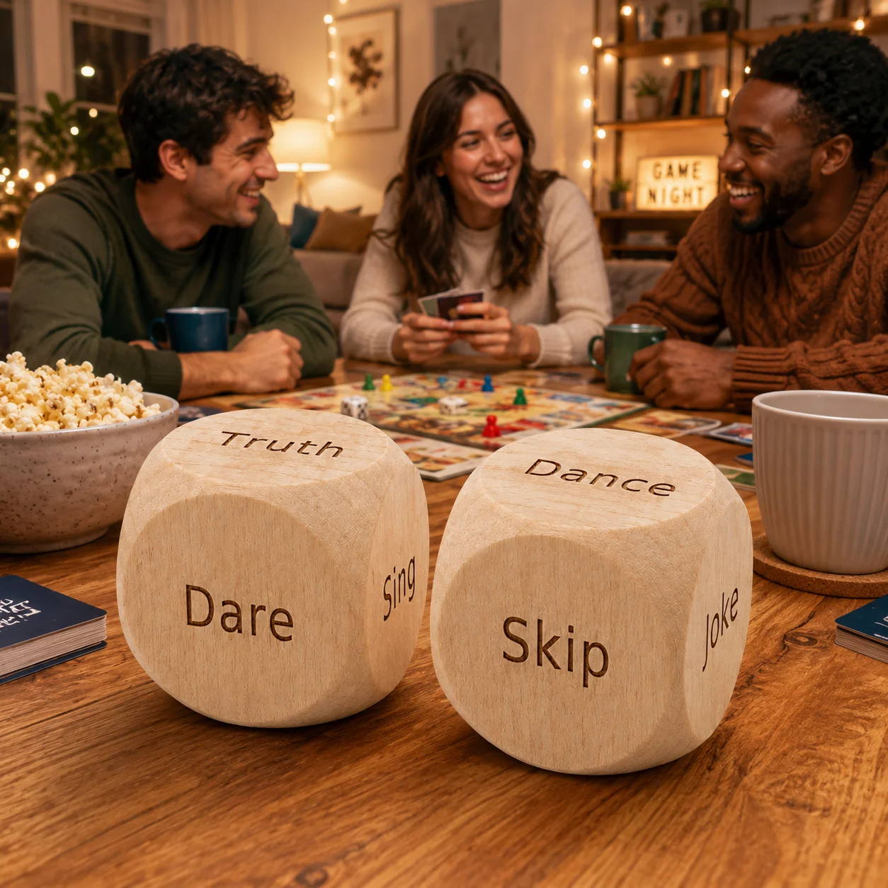 Custom Text Wooden Six-Sided Dice round Edges Ideal for Gaming or Decoration