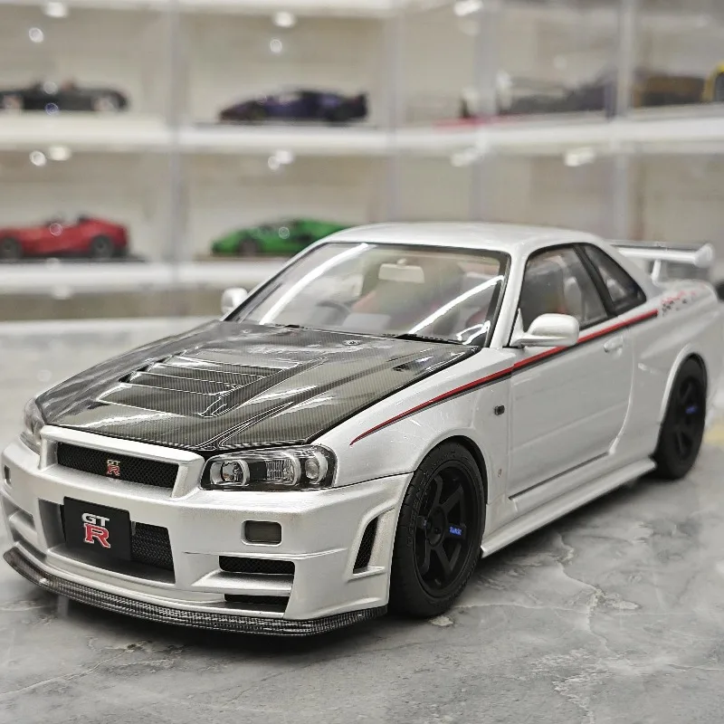 

MOTORHELIX 1:18 Nissan GTR R34 Skyline die-cast simulation alloy car model, boys' toy, adult collectible ornament.