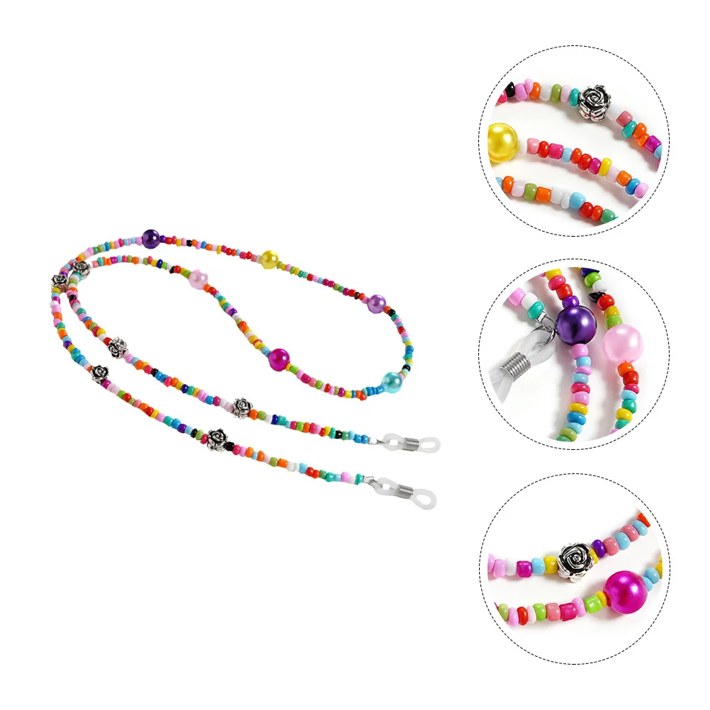 

1Pcs Colorful Rose Eyeglass Chain Delicate Anti-Slip Eyewear Retainer for Sports Travel Hanging Glasses Mask Holder Fashion