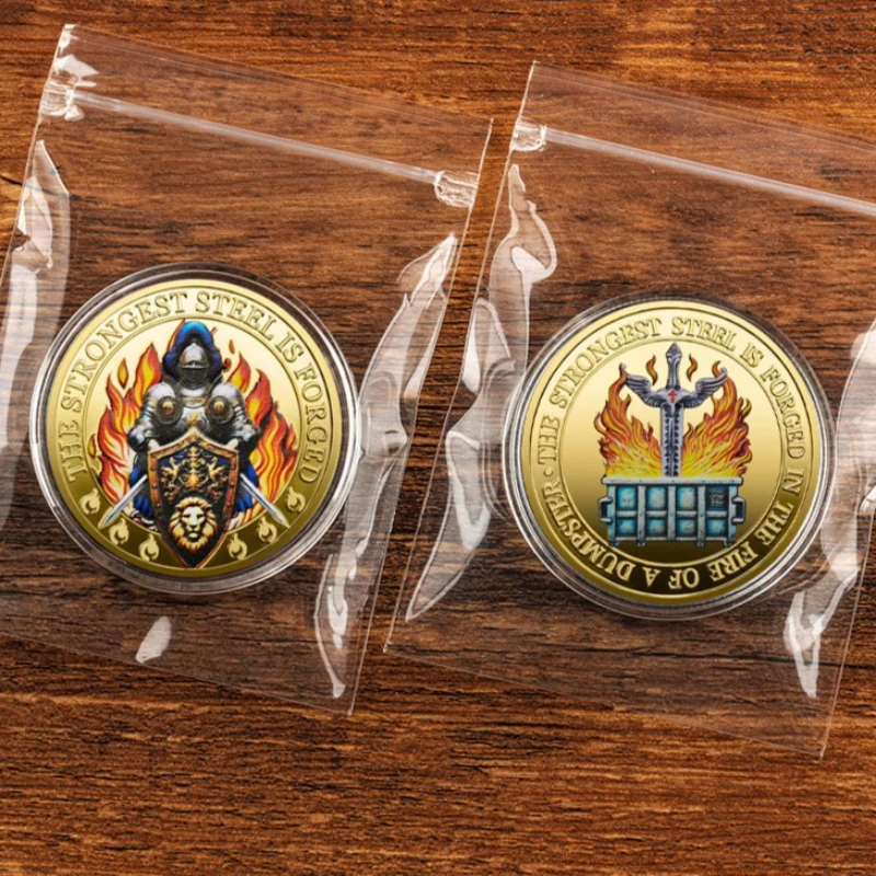 The Strongest Steel Is Forged Commemorative Coin Golden Plated The Fire of A Dumpster Memorial Coins