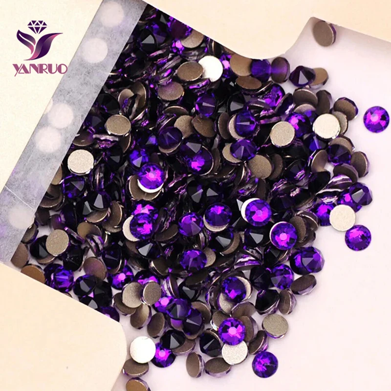 YANRUO 2088NOHF Purple Valvet Glass Crystal Glitters Rhinestones All for Handiwork Crafts Dress DIY