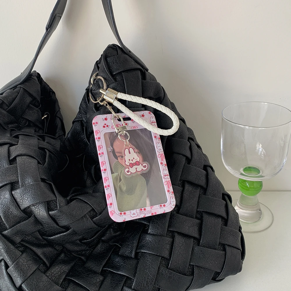 Брелок для ключей с милым кроликом и котом, держатель для карт, защита для фотографий для девочек, коллекционные карты Kpop