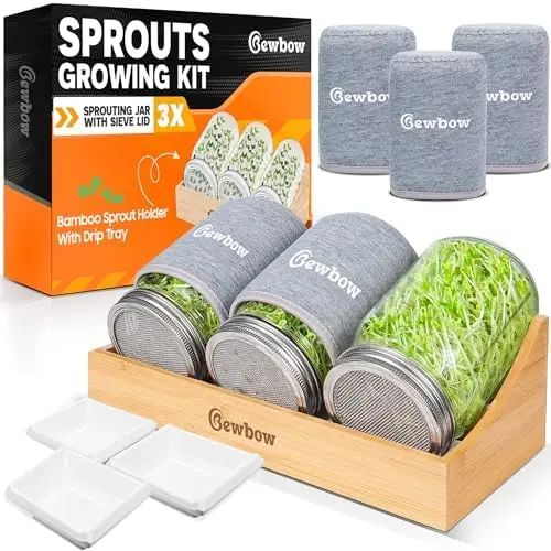 

Набор для проращивания из 3-х банок с бамбуковой подставкой и светонепроницаемыми чехлами