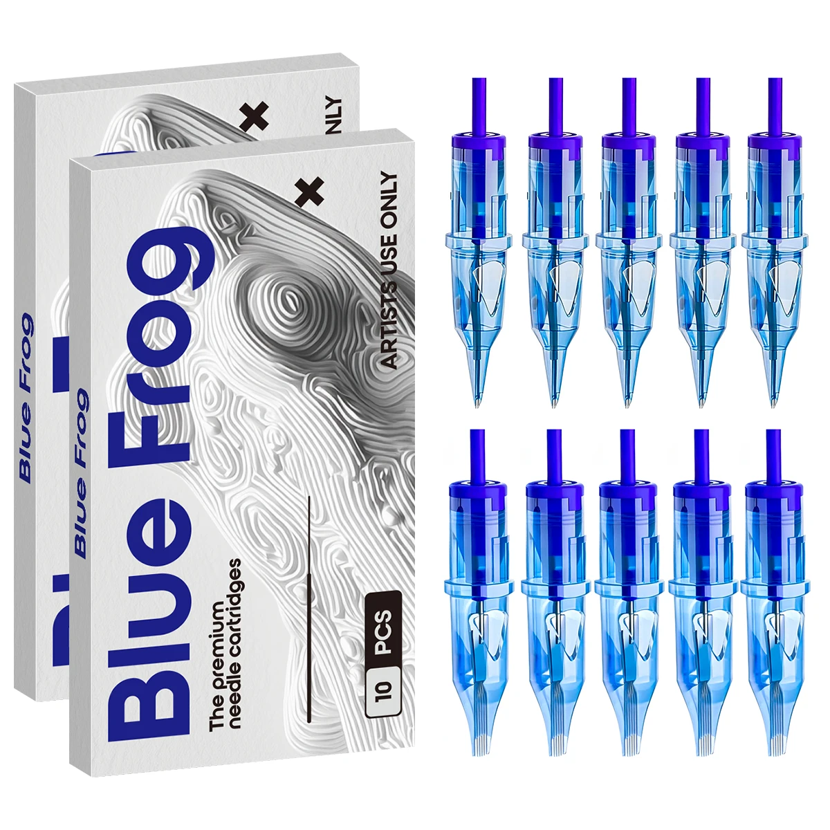 

DM 10Pcs Blue Frog Tattoo Needle Cartridges HRL/RL/RS/RM/M1 Disposable Sterilized Membrane Safety SMP Cartridge Tattoo Needle