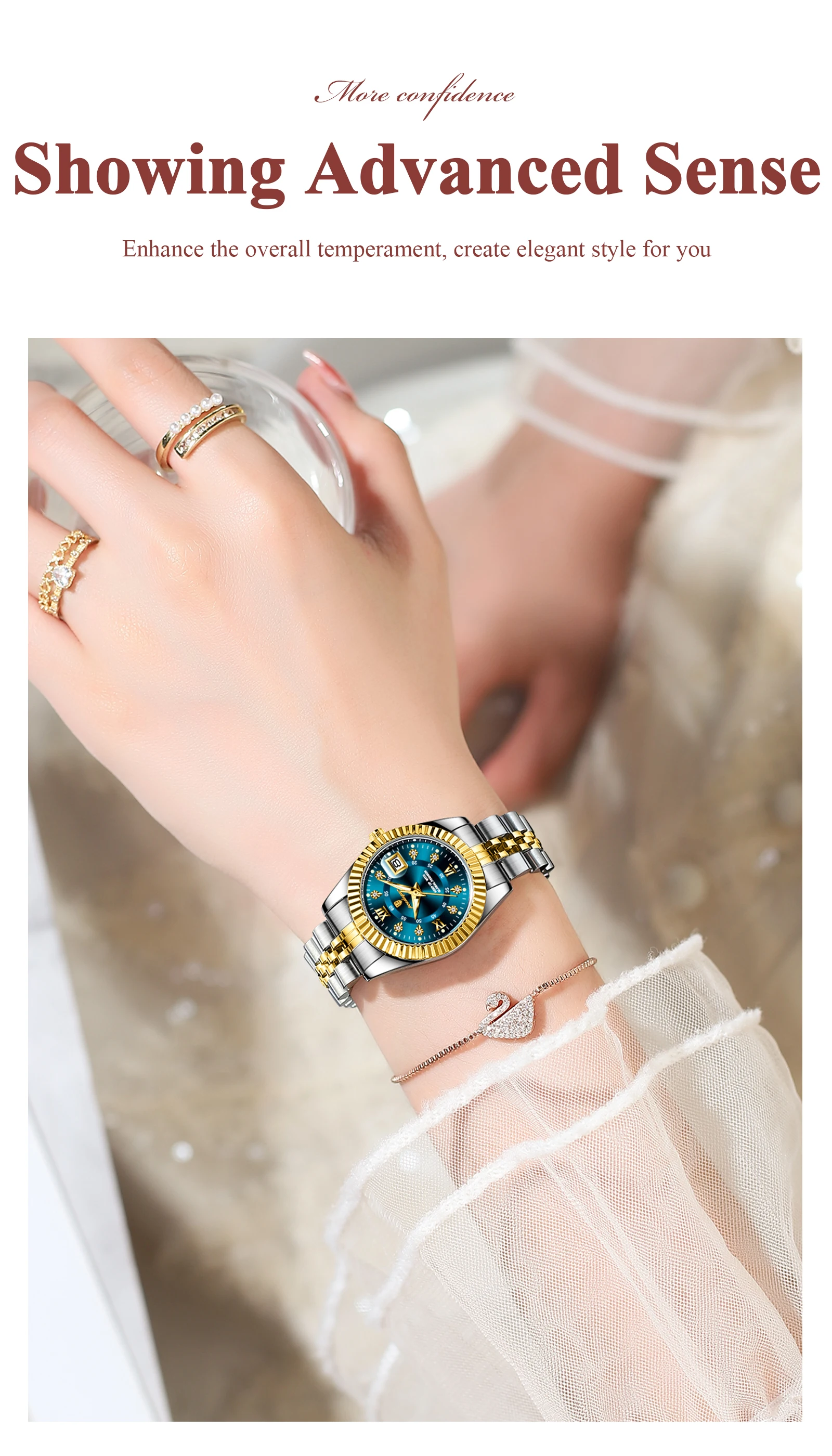 POEDAGAR Top Luxus Uhr Für Frauen Wasserdicht Edelstahl Leucht Datum Damen Uhr Quarz Mode Elegante frauen Uhren – Detail 11