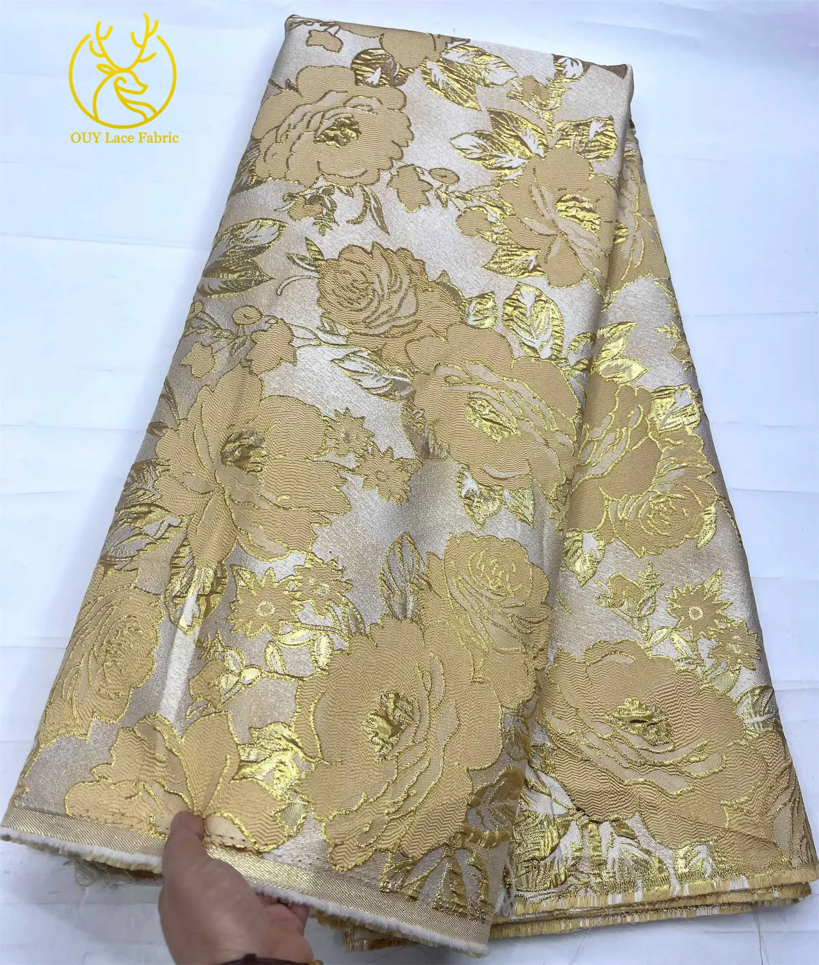 Großhandel afrikanischer Jacquard-Spitzenstoff 2026 Hochwertiger nigerianischer Spitzenstoff Damen-Partykleid-Nähmaterial 5 Yards – Detail 13
