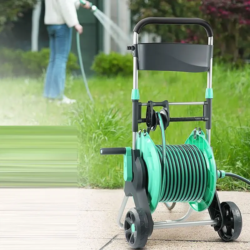Eco-friendly High Pressure Retractable Friendly Garden Water Hose Reel Cart With Wheels Garden Accessories Trollry