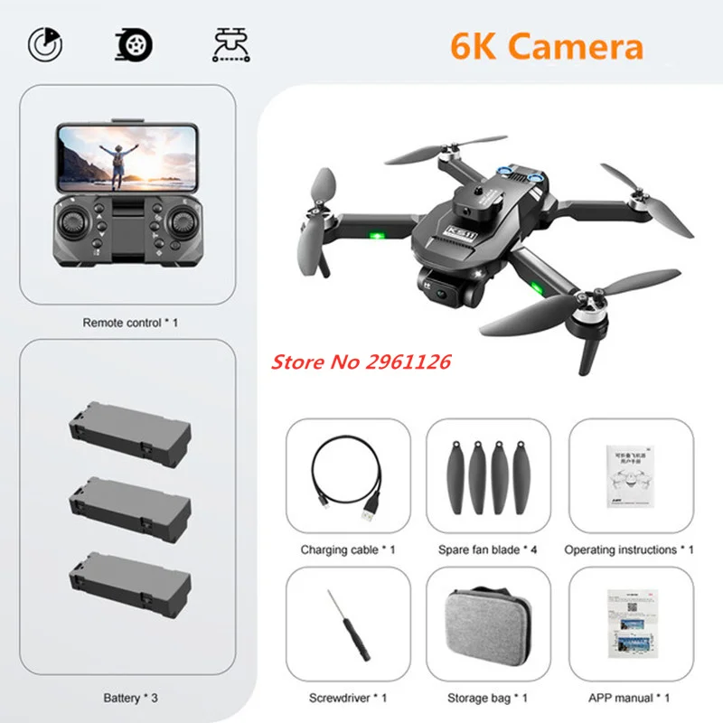Mini 6k drone profissional 6k câmera dupla hd evitar obstáculos fluxo óptico sem escova dobrável rc dron menino adultos quadcopter