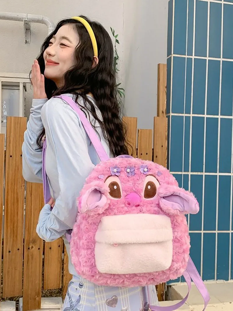 

New Disney Stitch Plush Backpack Kawaii Character Design Large Capacity Girls' Backpack Perfect Gift For Young Women