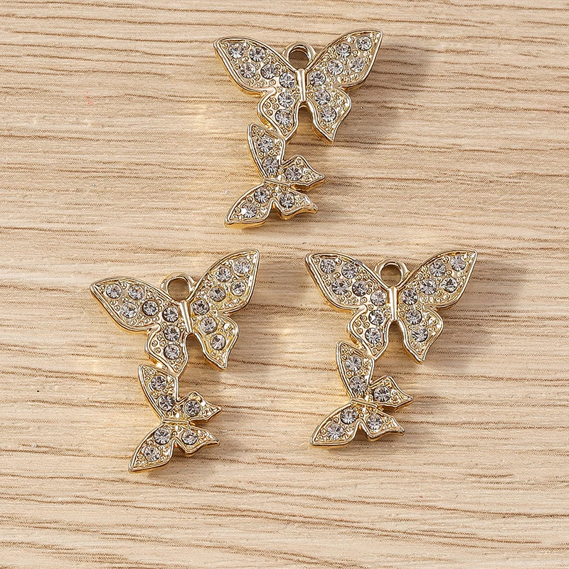 10 قطعة 17x20 مللي متر لطيف كريستال مزدوجة فراشة Charms المعلقات لصنع أقراط قلادة أساور Crafts بها بنفسك الحرف النتائج مجوهرات #3