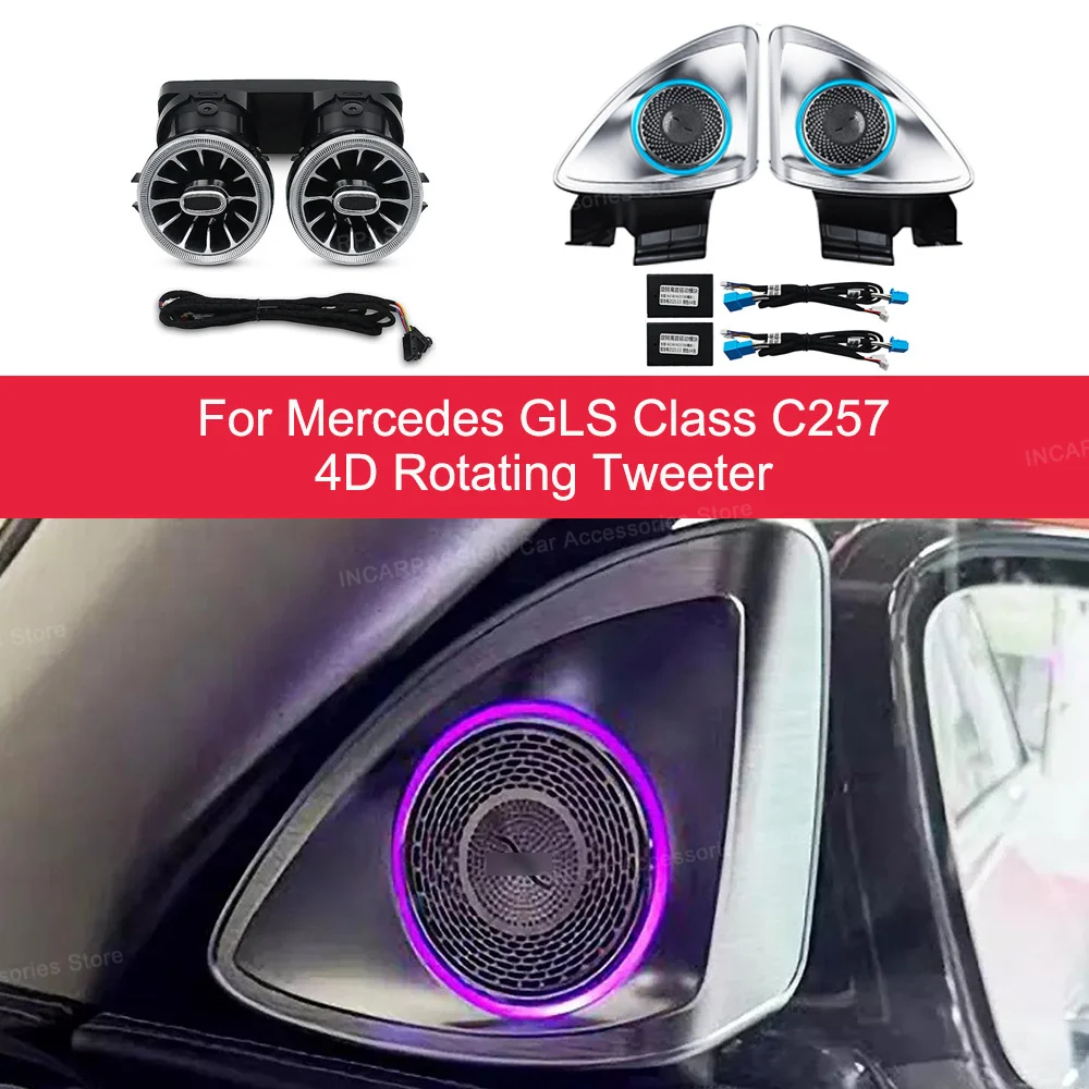 

4D Rotating Tweeter 64 Color LED Ambient Lighting For Mercedes-Benz CLS-class W257 C257 Horn Speaker Modification Accessories