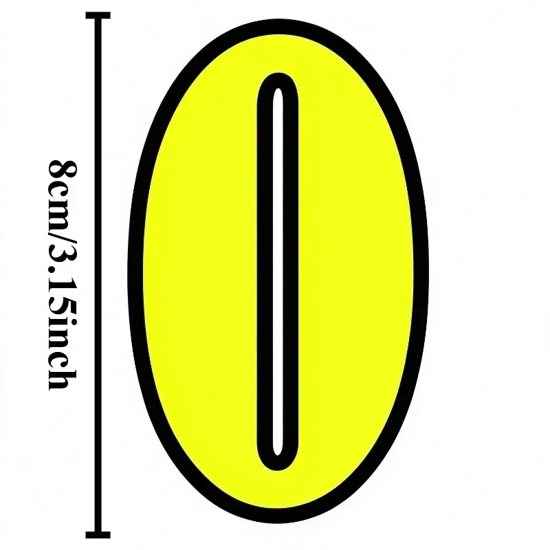 Hi Vis Fluorescent Yellow Racing Number Vinyl Decal Matte Waterproof Removable Sticker for Bike Helmet Riding Bag Smooth Surface