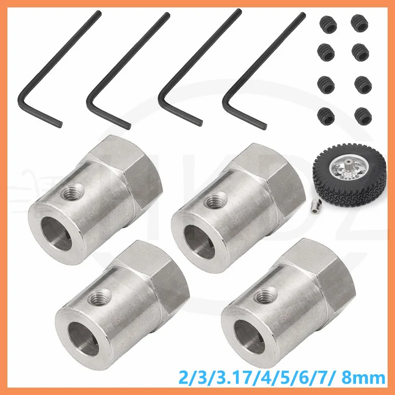 1Pcs 2/3/3.17/4/5/6/7/ 8mm Hex Coupler Plating Rigid Iron Connector Coupling for Decelerate Motor Shaft Robot Smart Car Wheel