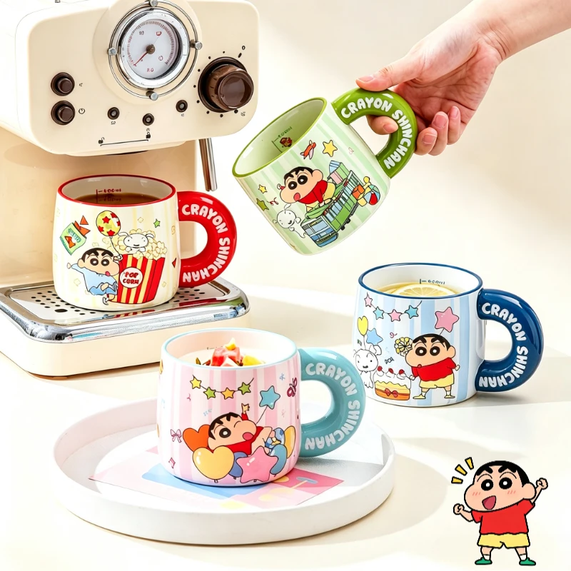 Crayon Shin-chan Cartoon Ceramic Mug Kawaii Home Office Couple Water Cup Milk Juice Coffee Cup Animation Peripheral Wholesale