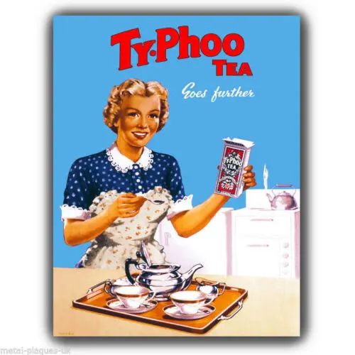Schild aus Metall für die Wand, Typhoo Tea, Vintage-Retro-Poster, Kunstdruck, Küchenbild, Aluminium