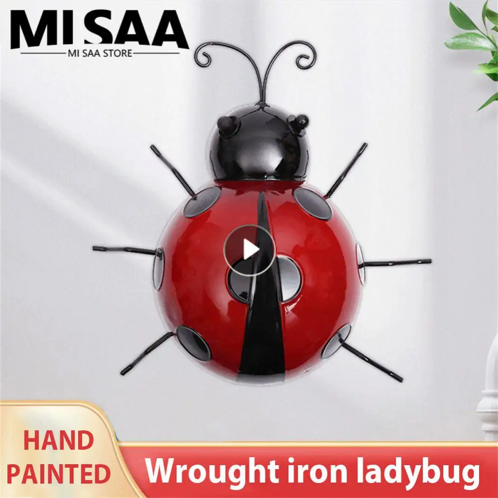 Metal Ladybug Insect 10/16cm Kids Gift Wall Decoration Ladybird Decor Figurine Outdoor Garden Decorative Figurine Hanging