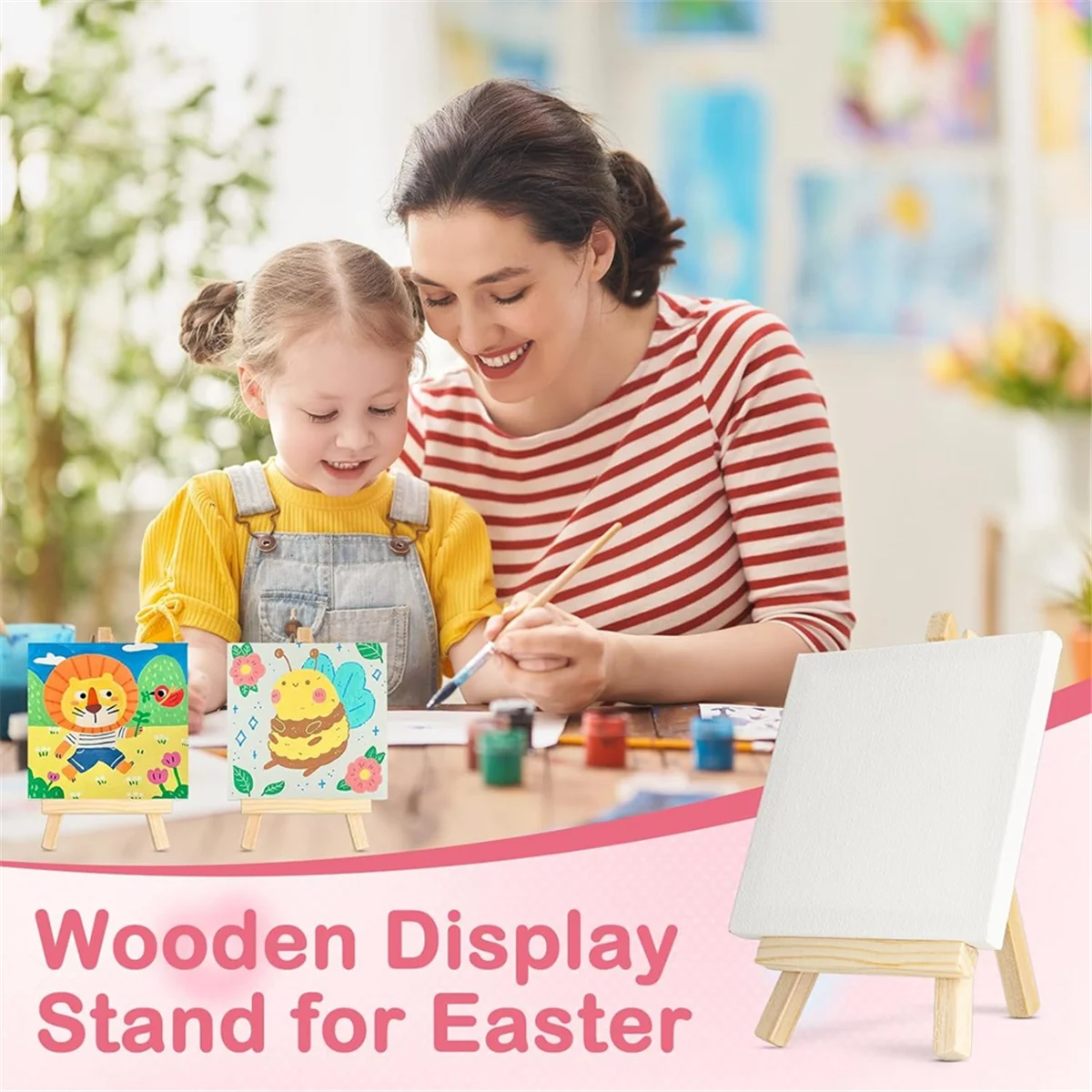 

X64A_Мини-холсты с наборами мольбертов, 16 шт., небольшой холст для рисования с мини-мольбертом, 4 х 4 дюйма, набор для рисования художественных холстов