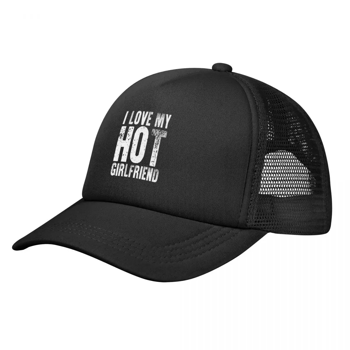 I Love My Hot Girlfriend I Heart My Hot Girlfriend Trucker Hats Retro Hats Sun Hat Adjustable Snapback Caps Mesh Baseball Caps