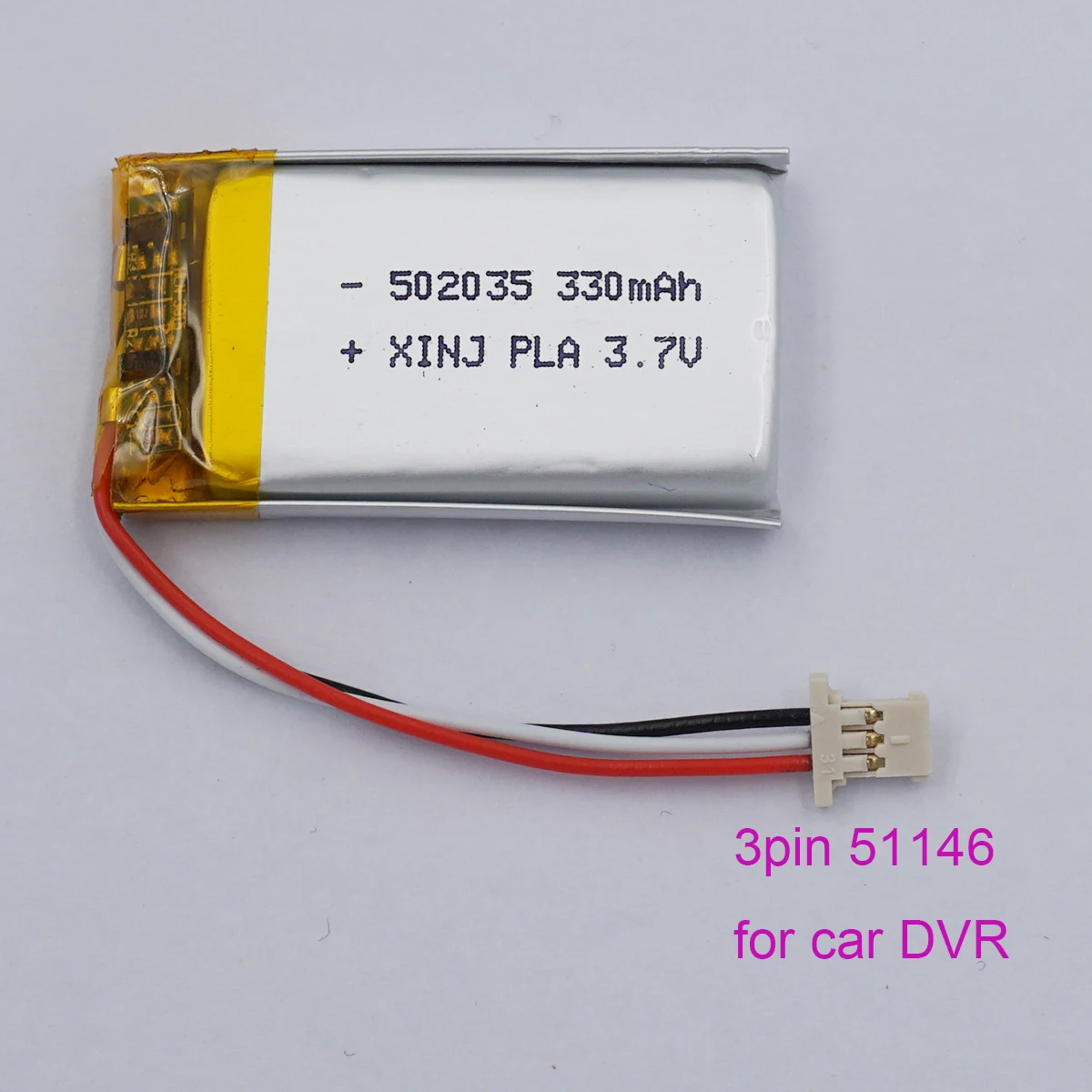 

3.7V 330mAh 1.22Wh Rechargeable Li Lithium Lipo Battery 502035 JST 3Pin MOLEX 51146 For Car DVR Gamera Dash Cam GPS Sat Nav