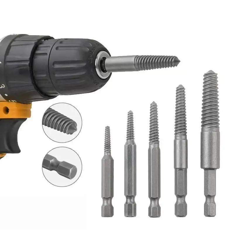 5/6Pcs Set Broken Bolt Extractor Set Electric Screw Remover With Center Drill Bits For Easy Thread Removal Tool Set