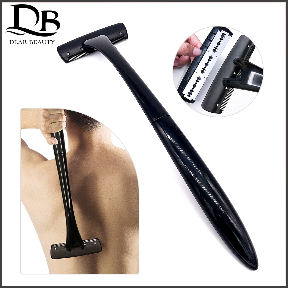 

Shaving Knife Man Back Massage Groomer Waterproof Rustproof Durable Non-Slip Long Handle Ergonomically Full Body Hair Removal