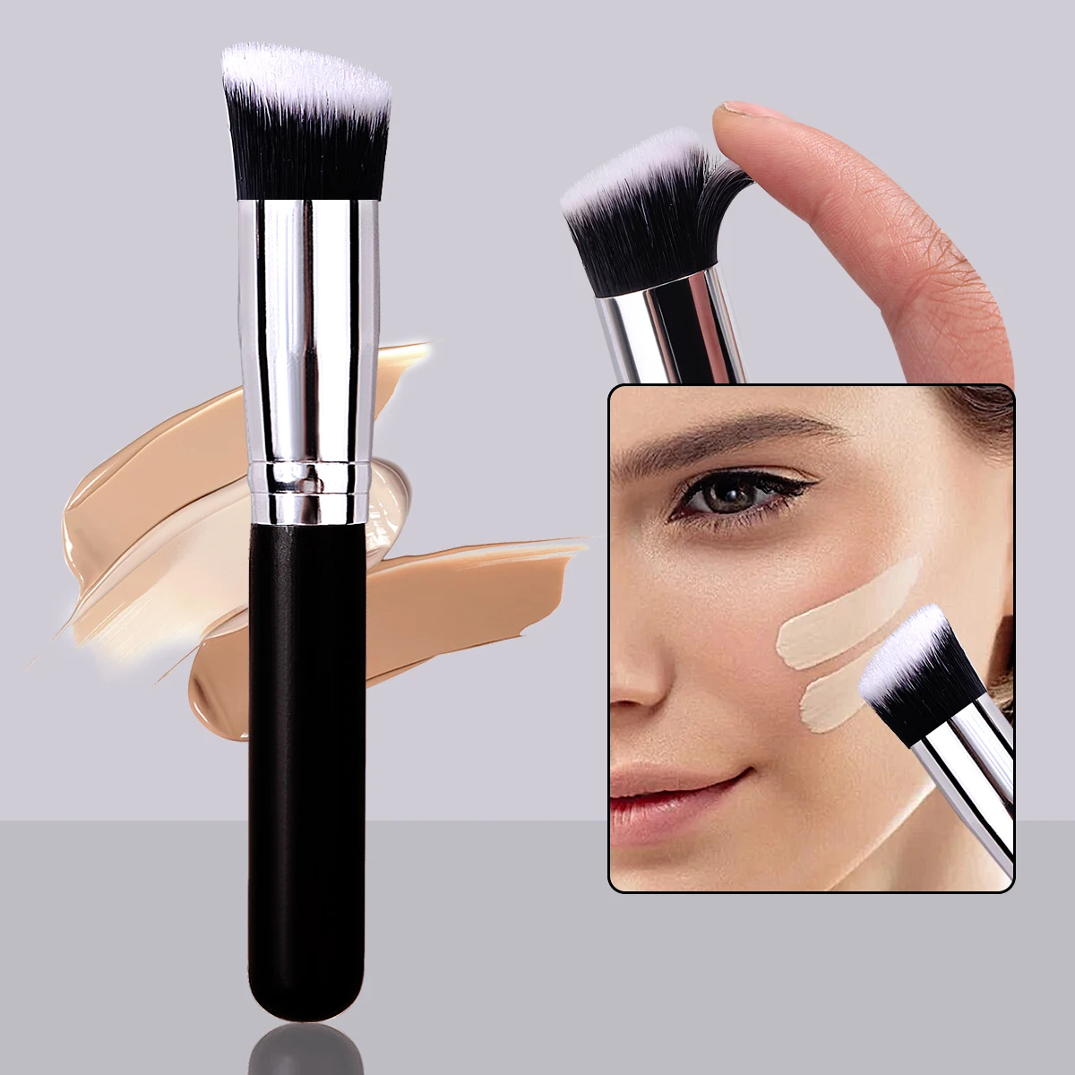 Pro Angled Foundation Brush – Mehrzweck-Kunstfaser für flüssige/cremefarbene, einfache Mischung und Conceal-Make-up-Werkzeuge