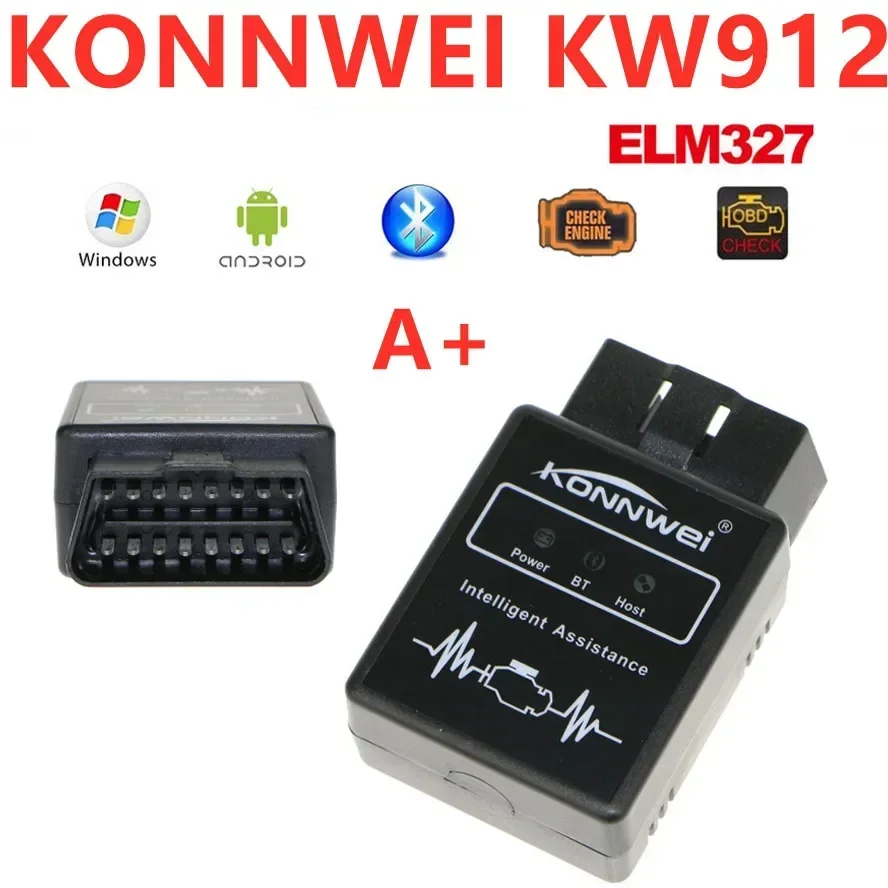 KONNWEI KW912 OBDII Bluetooth 3.0 OBD2 OBD V1.5 II Auto Code Scanner Adapter Scan Tool Error Diagnostic Tester Kw 912