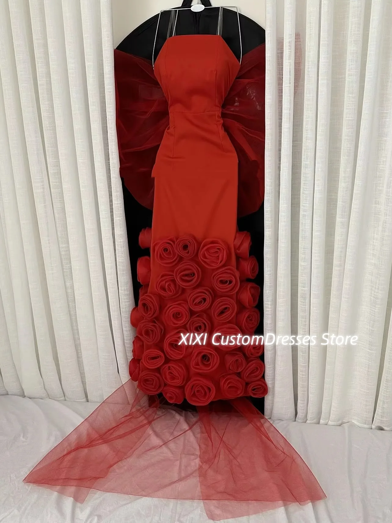 فسات kapaات Personalizza scollo quadrato colonna pavimento-lunghezza perline Abiti da sera da donna Cerniera senza maniche Occasioni formali