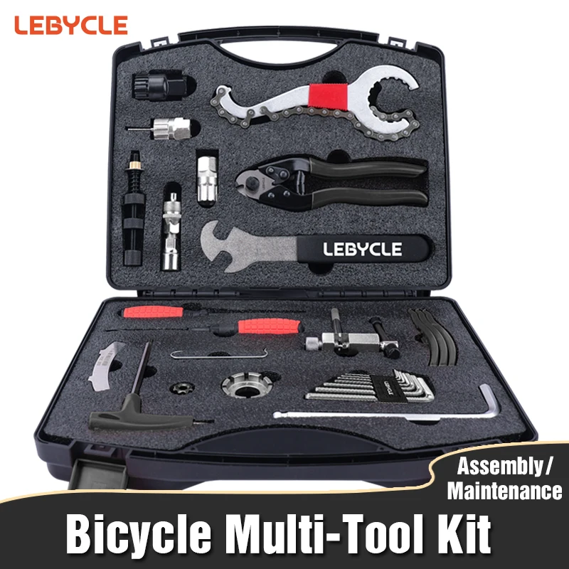 

LEBYCLE 28 in 1 Bicycle Tool kit Repair Set Tool Steel Multifunctional Repair Kit Fit Mtb Road BikeRepair Tool Kits