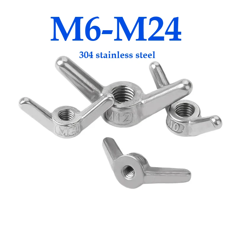 SS 304 Stainless Steel Wing Nuts Sheep Horn & Butterfly Wing Nut, Hand-Tighten Claw Nut Easy-Grip Thumb Screw for Quick Assembly