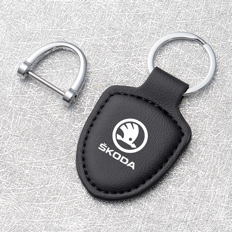 Suede Leather Car Shape LOGO Key Chain Auto Keyring Jewelry Accessories for Skoda octavia fabia rapid yeti superb octavia a5 a7