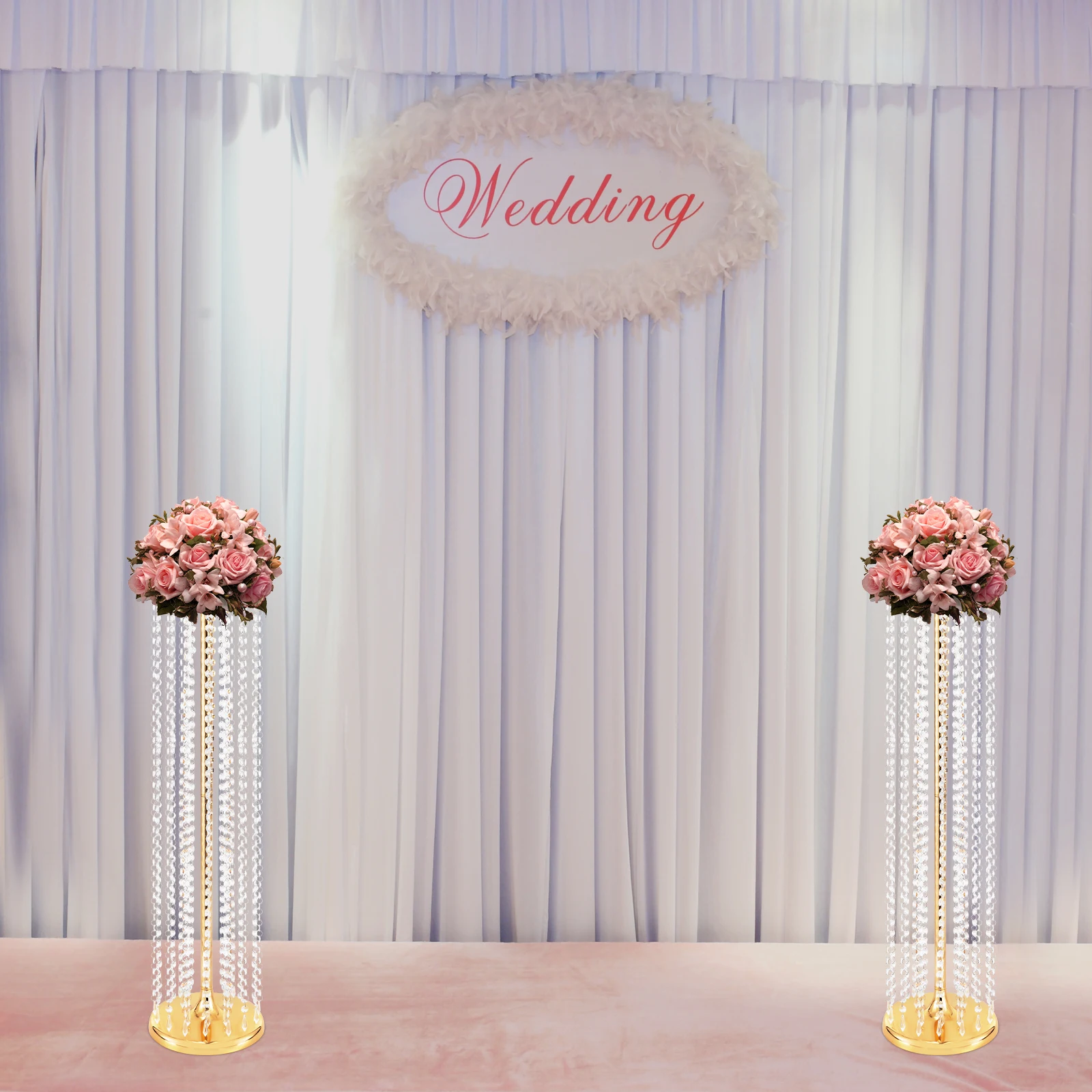 2 Pcs 35.4inch Tall Wedding Centerpieces Flower Vases Crystal for Party Tables Decorations