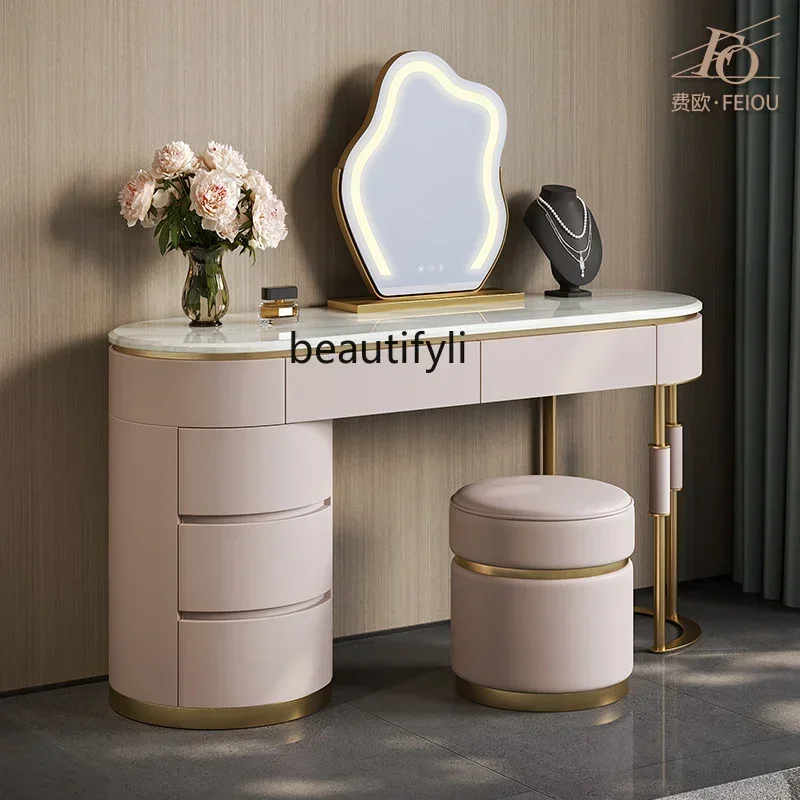 32Italian simple dresser bedroom high-end minimalist marble light luxury integrated makeup table