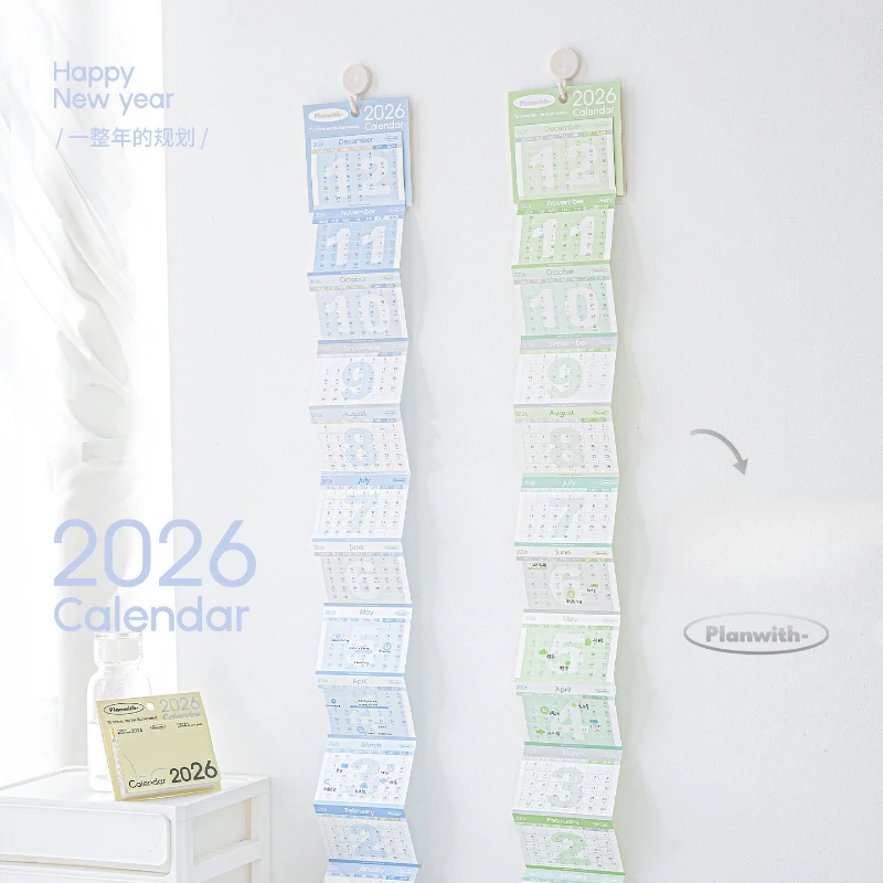 2026 Desk Calendar Accordion Fold Planner with Daily Checkboxes Mini Tear-Off Date Schedule for Office Students Goal Tracking
