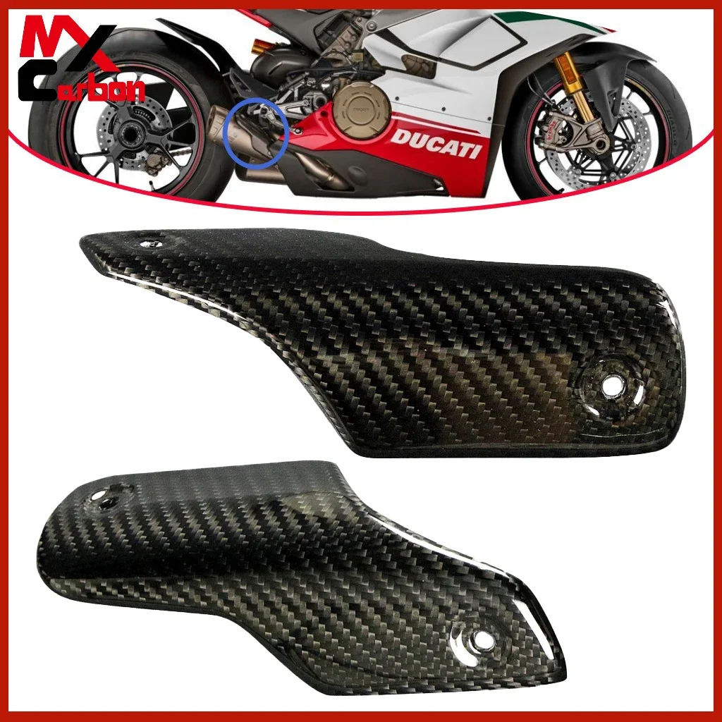 

For DUCATI Panigale V4 V4S V4R 2018-2021 Full Carbon Fiber Heat Shield Exhaust Pipe Protective Fairing Motorcycle Accessories