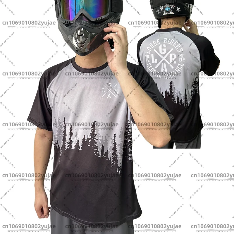 

Men's mountain motocross loose rider jersey, long-sleeved sun protection, breathable, quick drying T-shirt, real-shot shirt