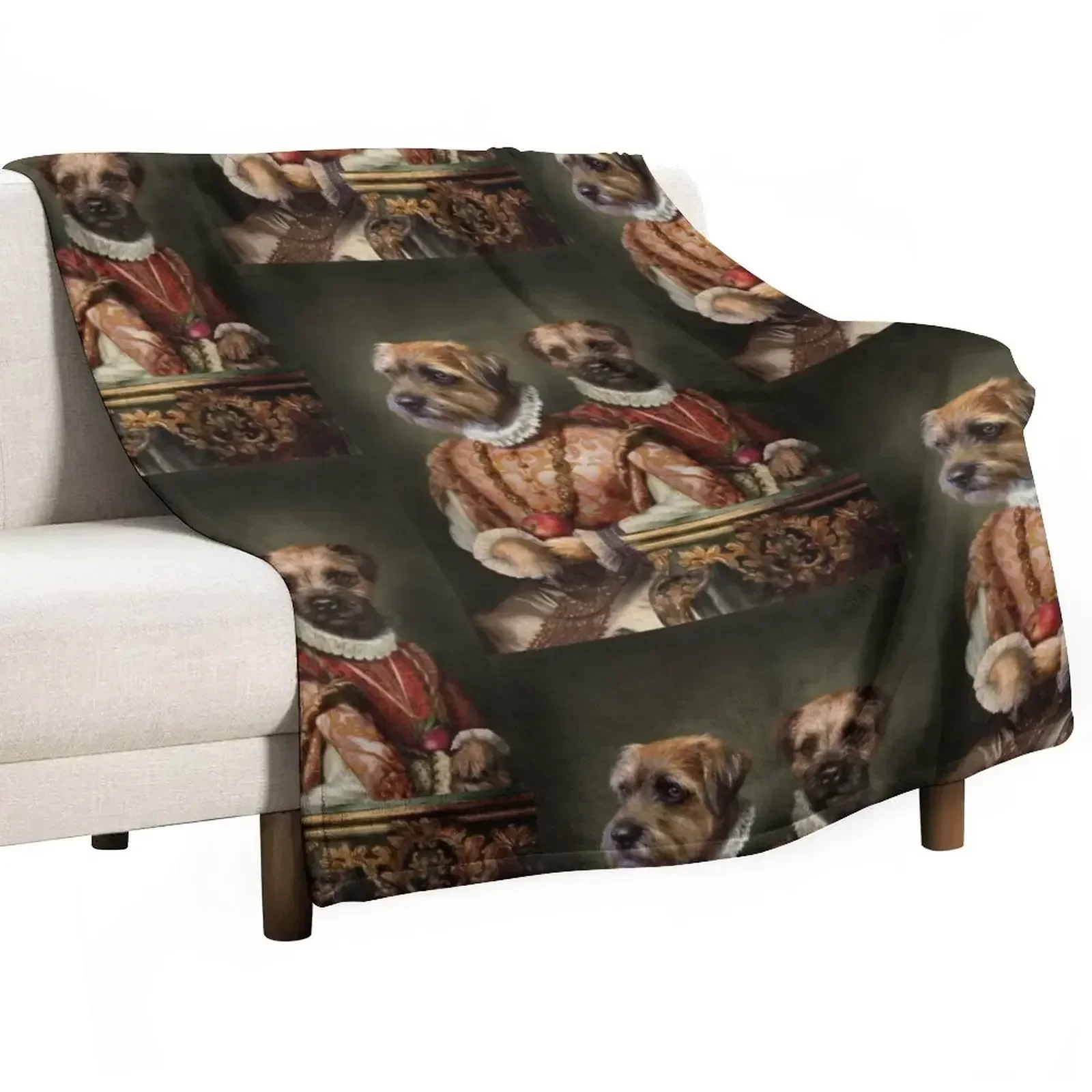 

Border Terrier Dog Portrait - Holly and Ivy Throw Blanket Tourist Thin Blankets