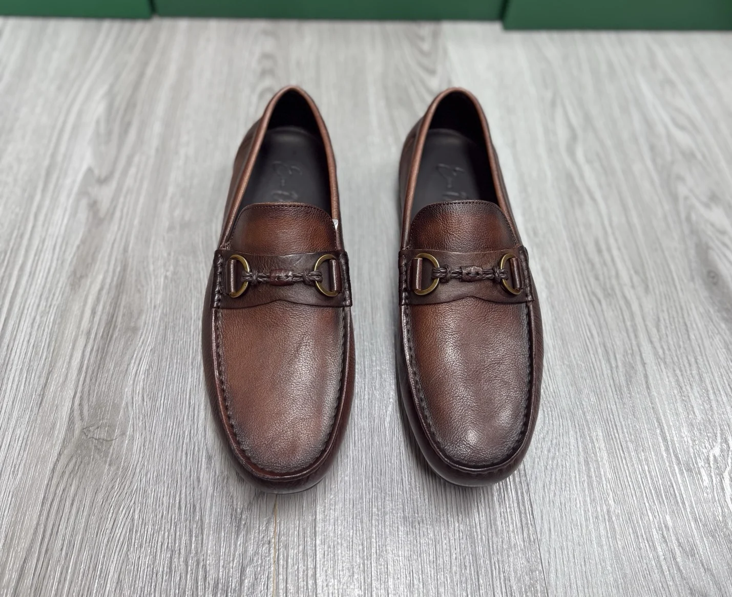 Leather Men's Casual Business Loafers 4046 Calfskin Fashionable Driver Shoes with  Bit Slip-On round Toe Low Heel