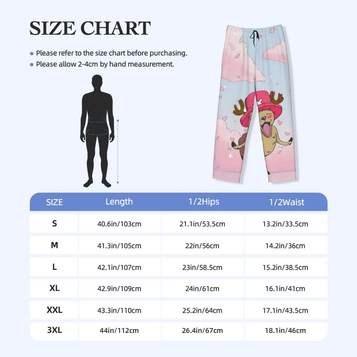 Custom Men's Tony Tony Chopper Pajama Pants Print One Piece Sleep Sleepwear Bottoms with Pockets