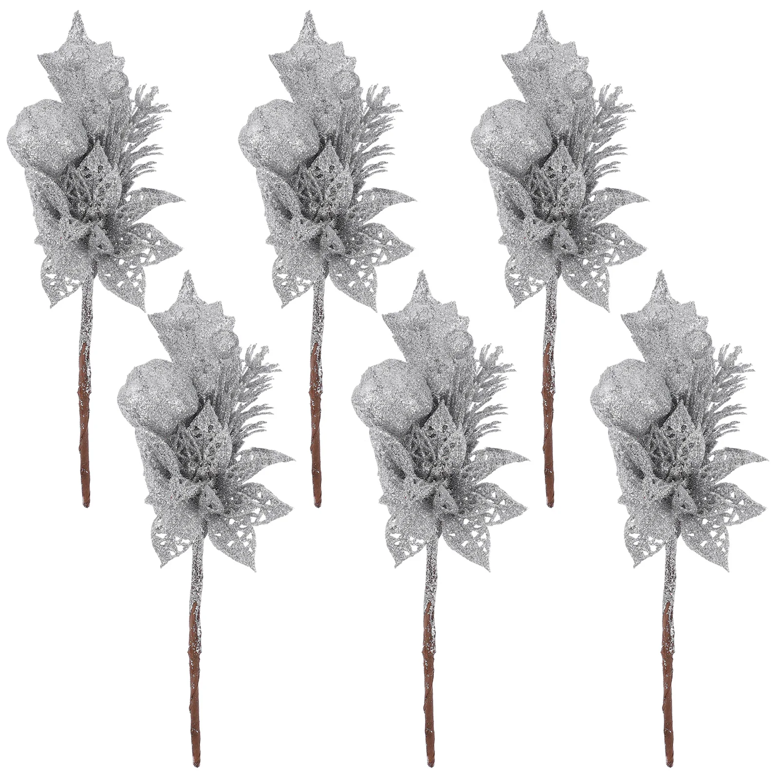 

6Pcs Fake Christmas Leaves Decor Artificial Leaves Ornament for Tree Wreath DIY Xmas Party Adornment Scene Layout Props Shopping